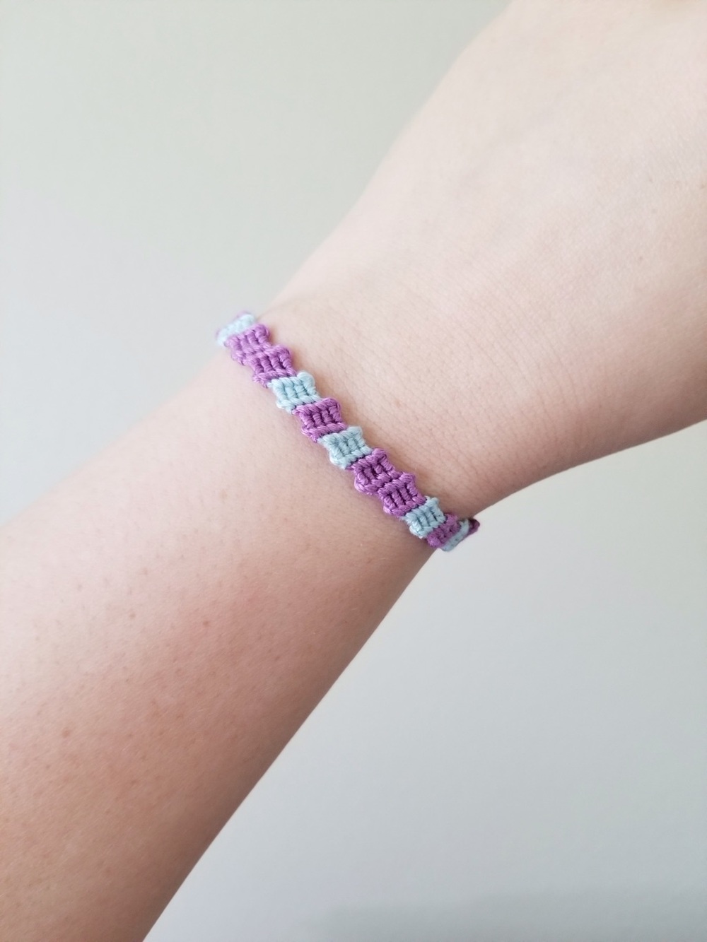 Handmade Purple and Light Blue Woven flip flop Bracelet